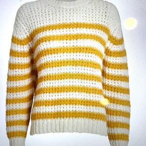 MOTHER Yellow Striped Alpaca Sweater Size Small
